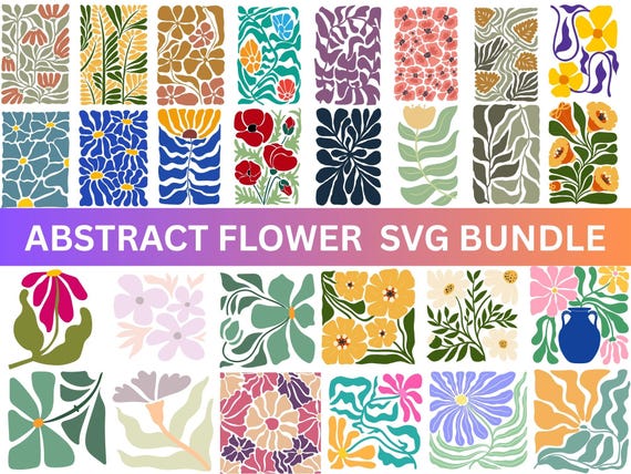 Abstract Flower Svg Bundle, pastel flower shirt designs,Boho Floral Background,SVG cut files,Digital File,Instant Download