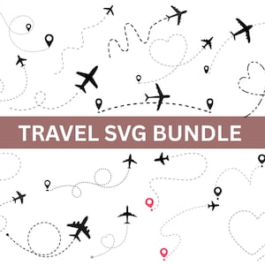 Rese-SVG-paket, kärleksresor, semesterresa, Svg-filer för Cricut, flygrutt hjärtat klippfil, Svg-filer för Cricut, digital nedladdning.