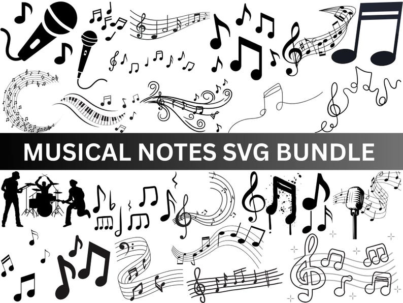Music Notes SVG Bundle,musical Notes Svg Files for Cricut,musical Notes ...