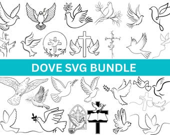 Paquete SVG de paloma, Paloma con rama de olivo SVG, Silueta SVG de paloma, Paquete SVG de paloma, Archivos de corte SVG de paloma para Cricut, Clipart de paloma, Descarga instantánea