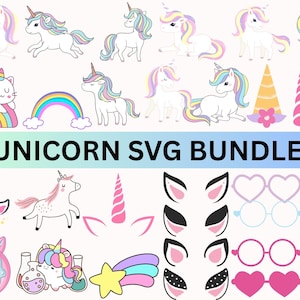 Unicorn SVG Bundle|Unicorn svg file for Cricut and Silhouette|PNGs & Cut Files|Unicorn Birthday Girl|Unicorn Clipart|Perfect for Crafting|