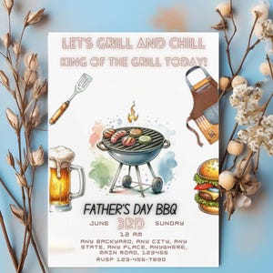 Vatertag Grill einladen | Spaß Grillfeier Vorlage | Vatertag Einladung Vorlage | Bearbeitbar Vatertags-Brunch-InviteDigital Invite
