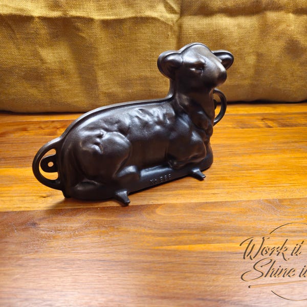 Griswold Vintage Restored Cast Iron Lamb Cake Mold Front (866) & Back (921)