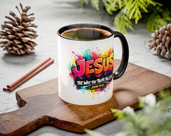 Jesus Graffiti Mug | Colorful Christian Coffee Mug, John 14:6