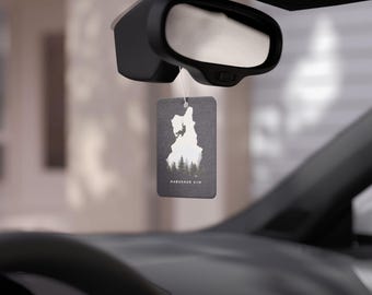Habakkuk 3:19 Map Silhouette Car Air Freshener | Forest Mountains