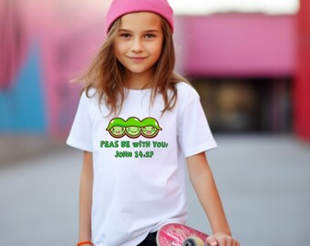 Peas Be With You Kids Tee | Cute Pea Pod Illustration, John 14:27