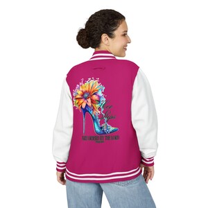 Vibrant Unisex Heavyweight Letterman Jacket - Retro Floral Design, Spirit Wear, Casual Style, Unique Gift, Trendy Outerwear
