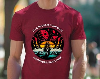 Retro Astronaut Sunset Adventure T-Shirt | Space Exploration Tee