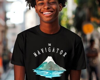 The Navigator mountain and water graphic Tee | Psalm 119:133 scripture shirt