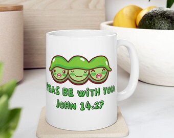 Peas Be With You Mug | Cute Pea Pod Illustration, Funny Pun Ceramic Mug