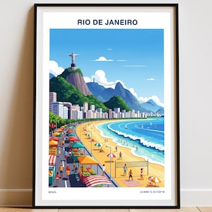 Rio de Janeiro Poster, Rio de Janeiro Art Print,  Rio de Janeiro Illustration, Travel Poster, Summer Vibes Decor