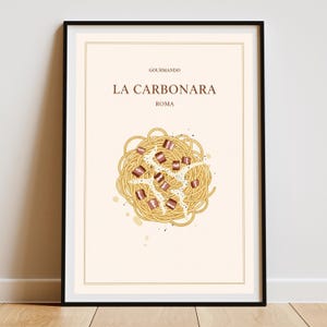 Carbonara Poster, Italian Food Illustration, Carbonara Pasta Wall Art, Foodie Kitchen Decor, Pasta Lover Gift