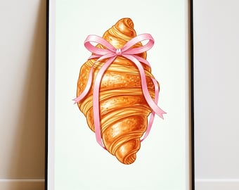 French Croissant Print: Parisian Cafe Kitchen Wall Art