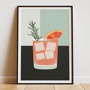 Cute Summer Cocktail Art Print, Colorful Drink Illustration, Fun Bar Cart Decor, Tropical Cocktail Wall Art, Kitchen or Home Bar Print