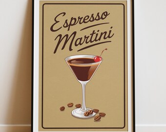 Espresso Martini Illustration: Cocktail Bar Decor Art Print