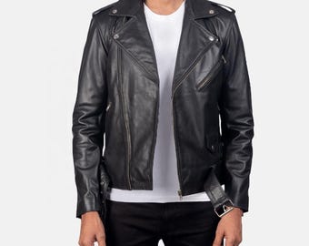 Real Leather Jacket for Men | Biker Motorcycle Jacket | Handmade Vintage Style | Fall Fashion Gift
