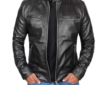 Handmade Men's Real Leather Moto Biker Jacket | Classic Fit