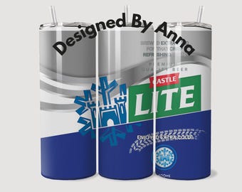 Copo térmico Castle Lite Beer de 591 ml (20 oz) com design digital