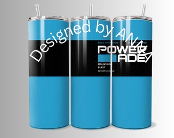 Vaso de 20 oz para bebida energética azul con diseño digital