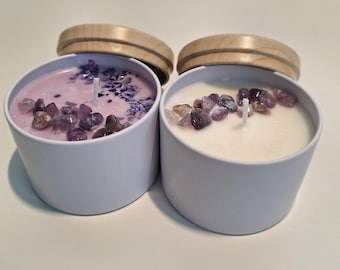 Amethyst Crystal Candle Set: Soy Coconut Wax, Spiritual Decor