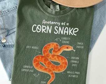 Maglietta con anatomia del serpente del grano, maglietta con rettile, regalo per gli amanti dei serpenti, maglietta con rettile, maglietta con serpente, anatomia del pitone, mamma e papà serpente, V805