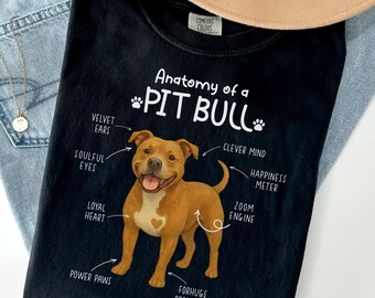 Camiseta "Anatomia de um Pit Bull", Camiseta para Mãe de Pitbull, Camiseta para Pai de Pitbull, Presente para Dono de Pitbull, Camiseta para Amantes de Pitbulls, V778