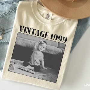 Personalized Birthday Shirt, Custom Photo and Year Birthday Comfort Colors Shirt, Custom 30th 40th Birthday Gift, Vintage 1999 Shirt, V367