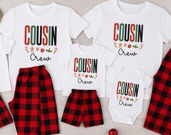 Cousin Crew Matching kerst familieshirt, Candy Cane & Gingerbread Holly-shirt, kerstvakantie groepsT-shirt, G010