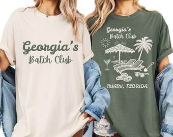 Custom Beach Bachelorette Shirt, Miami Batch Club Tee, Bride Squad Beach Party Shirt, Custom Tropical Hen Party T-Shirt, V413