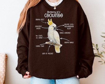 Anatomy Of Cockatoo Sweatshirt, Parrot Lover Gift, Pet Greater Cockatoo Sweatshirt, Bird Cockatoo Mom Tee, Cockatoo Dad Shirt, S141