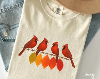 Red Cardinal Shirt, Bird Lover Gift, Cardinal Bird Shirt, Red Cardinal Bird, Bird Shirt, Bird Watching Shirt, V742
