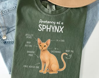 Anatomy Of Sphynx Shirt, Hairless Cat Tee, Sphynx Mom Dad Gift, Skinny Cat Shirt, V793