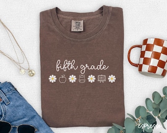 Fifth Grade Teacher Shirt, 5th Grade Teacher Tee, School Matching TShirt, New Teacher Gift, Teacher Squad, Flower School TShirt, V025