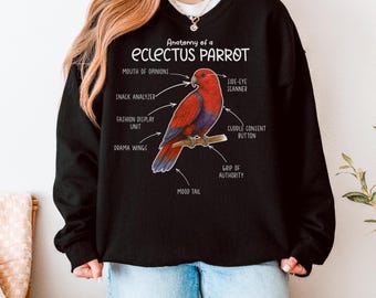 Anatomy Of Eclectus Parrot Sweatshirt, Parrot Lover Gift, Bird Sweatshirt, Pet Shirt, Male Eclectus Anatomy Tee, Eclectus Mom Dad Tee, S140