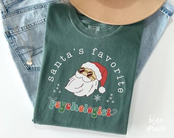 Kerstt-shirt psycholoog, shirt vakantietherapeut, kerstcadeau psycholoog, feestelijke therapie T-shirt, vrolijk kerstfeest therapeut, V200