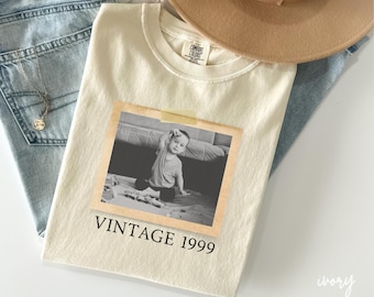 Photo vintage et année, chemise personnalisée avec photo, cadeau personnalisé pour 30e anniversaire, fête d'anniversaire 30e anniversaire vintage, t-shirt bébé mignon, V362