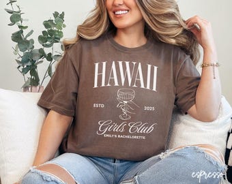 Maglietta per addio al nubilato alle Hawaii, maglietta per addio al nubilato personalizzata, festa di nozze tropicale, maglietta da spiaggia, maglietta per addio al nubilato a Miami, V386