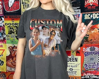 Custom Your Own Bootleg Shirt Name Photo For Adults Personalized Retro Bootleg Rap Shirt with Face for Boyfriend Girlfriend Birthday, V302