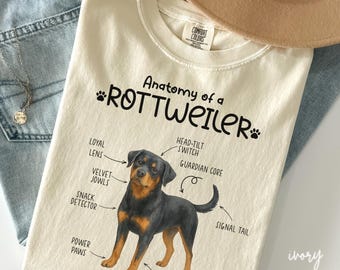 Anatomie von Rottweiler Shirt, Hunde-Liebhaber-Geschenk, Rottie-Hund-T-Shirt, Haustier-T-Shirt, Hundemama-Hundevater, Geschenk für Anatomie-Hundeliebhaber, V762