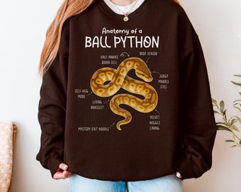 Sudadera con la anatomía de la pitón bola, camiseta de serpiente, camiseta de pitón bola, regalo de reptil, regalo de serpiente, sudadera con mascota pitón, S163