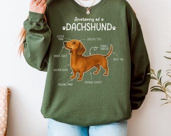 Anatomy Of Dachshund Dog Sweatshirt, Dachshund Shirt, Dachshund Sweatshirt, Sausage Pet Dog Owner Gifts, S157