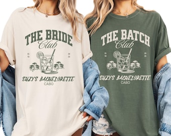 The Bride Club Bachelorette Shirt, Custom Bach Party Tee, Retro Drink Glass Design, Bridal Party Weekend Shirt, Batch Bride Custom Tee, V432