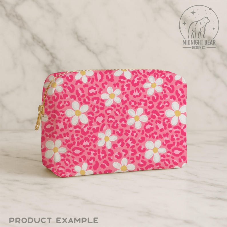 Pink Leopard Print Floral Seamless Pattern Hot Pink Animal Print ...