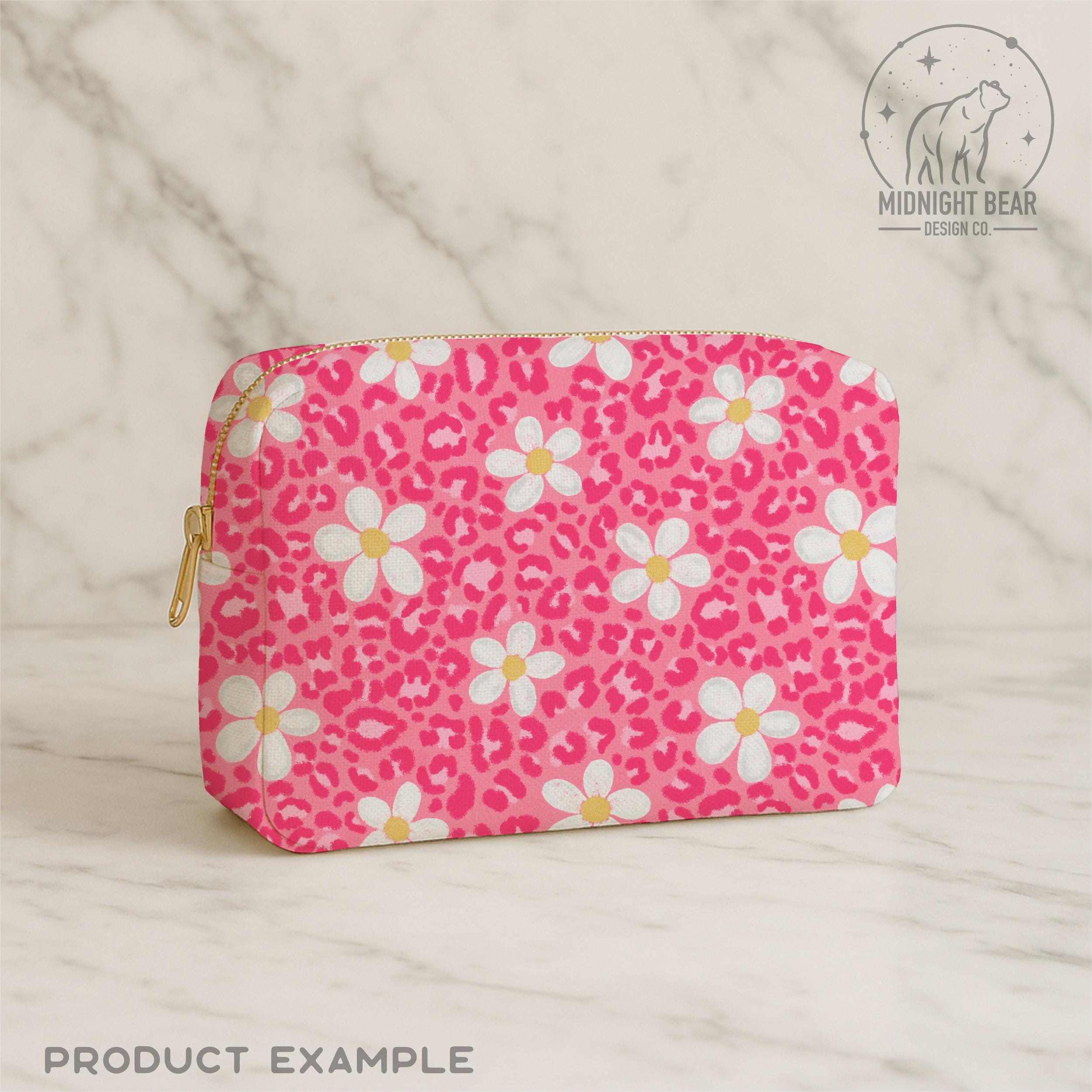 Pink Leopard Print Floral Seamless Pattern Hot Pink Animal Print ...