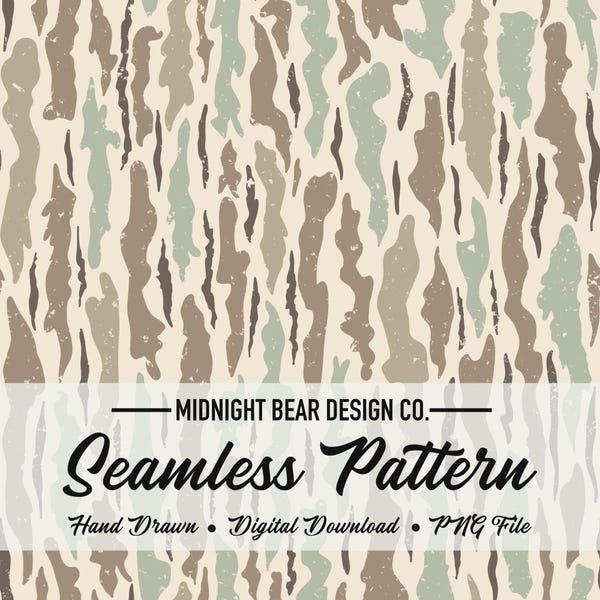 Sage Bark Camo Seamless Pattern | Neutral Woodland Camouflage Digital Paper | Green Timber Camo PNG | Outdoor Seamless Fabric Design
