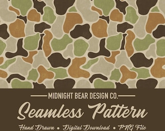 Woodland Duck Camo Seamless Pattern, Vintage Hunting Camouflage Design, Fabric, Wallpaper, Digital Paper, Sublimation, Old School Camo