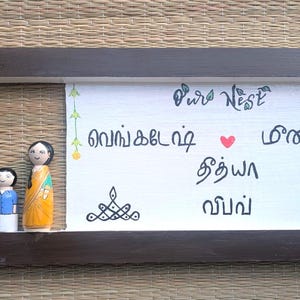 Custom Wooden Family Name Sign with Peg Dolls | Hand-Painted Home Entrance Board (Any Language)