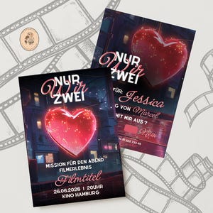 Einladung Kino, Valentinstags Karte, Liebes-Karte, Date Night Karte, Romantisch, PDF Sofortdownload, Geschenk, für Sie, Template