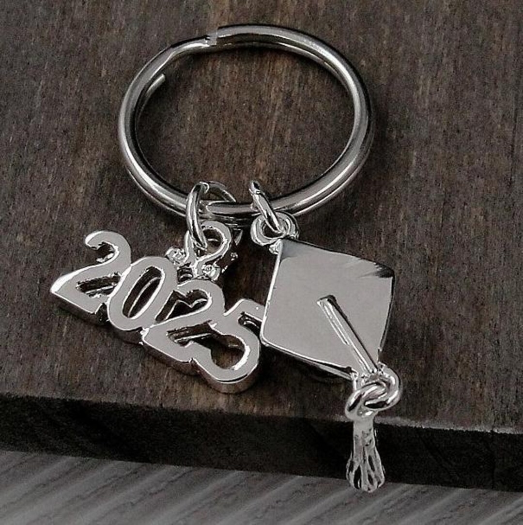 Silver Graduation Keychain - Class of 2025 Key Ring - 2025 Graduation ...