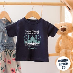 Custom First Ramadan Kids Shirt, Personalized Eid Mubarak Bodysuit, Ramadan Mode Baby TShirt, Customized Islamic Newborn, Muslim Toddler Tee